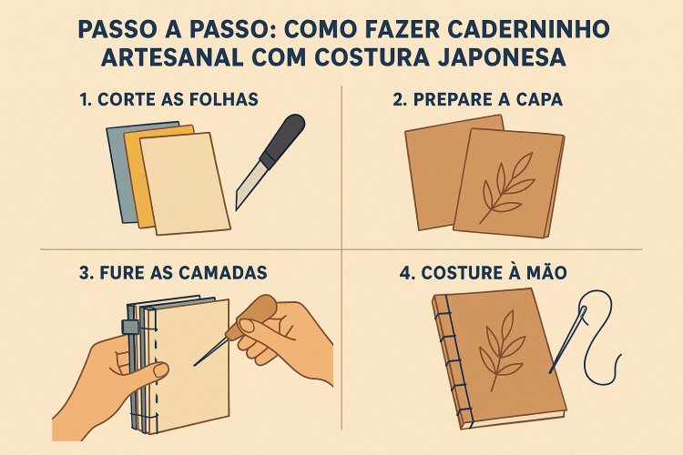 Como Fazer Caderninho com Costura Japonesa: Tutorial DIY